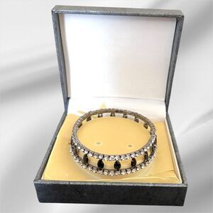 Silver and Black stretchy Bracelet